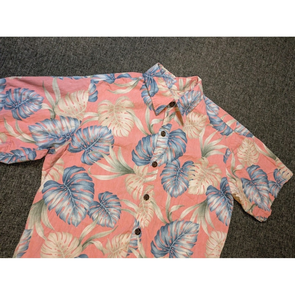 Paradise Bay Hawaiian Shirt Monstera Magic Coral Floral Made in Hawaii Size S